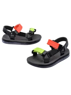 Sandalen in Schwarz/ Koralle/ Gelb><noscript><img width=