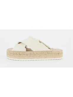 Sandalette mit Plateu Sohle Croisette Lin in Natur>Espadrij l'orginale New