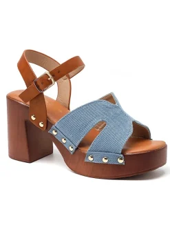 Sixth Sens Sandalen^Sandaletten in Hellblau/ Hellbraun