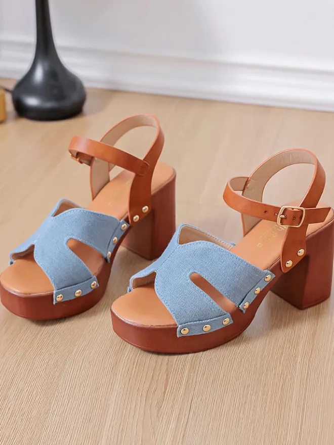 Sixth Sens Sandalen^Sandaletten in Hellblau/ Hellbraun