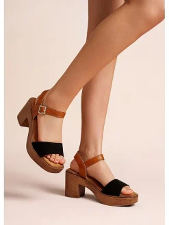 Foreverfolie Sandalen^Sandaletten in Hellbraun/ Schwarz