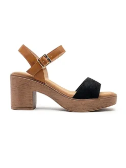 Foreverfolie Sandalen^Sandaletten in Hellbraun/ Schwarz