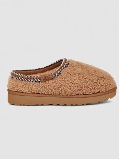 UGG Hausschuhe|Clogs & Pantoletten^Schaffell-Hausschuhe "Tasman Maxi Curly" in Hellbraun