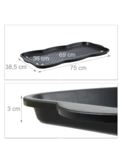 relaxdays Schuhpflege Und Mehr|Schuhpflege Und Mehr^Schuhabtropfschale in Schwarz - (B)75x (H)3 x (T)38 cm