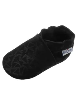 Yalion Krabbelschuhe^Schwarze Baby-Leder-Laufschuhe, mit rutschfester Sohle - mit Dreiecksmuster