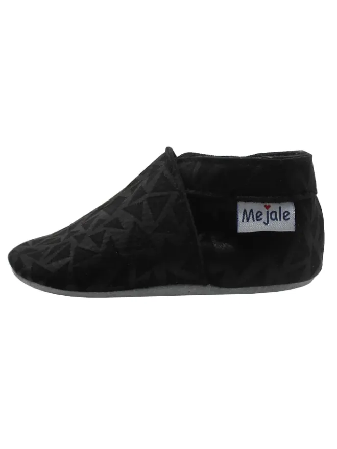 Yalion Krabbelschuhe^Schwarze Baby-Leder-Laufschuhe, mit rutschfester Sohle - mit Dreiecksmuster