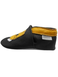 Schwarze Baby-Leder-Laufschuhe, komfortabel mit rutschfester Sohle - Tigermotiv><noscript><img width=