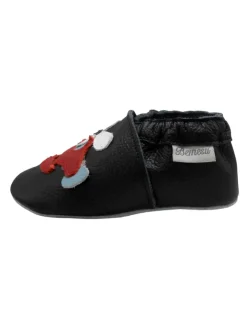 Bemesu Krabbelschuhe^Schwarze Baby-Leder-Laufschuhe, komfortabel mit rutschfester Sohle-Flugzeugmotiv