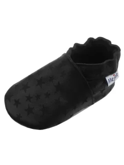 Schwarze Baby-Leder-Laufschuhe, komfortabel mit rutschfester Sohle-Sternenmuster><noscript><img width=