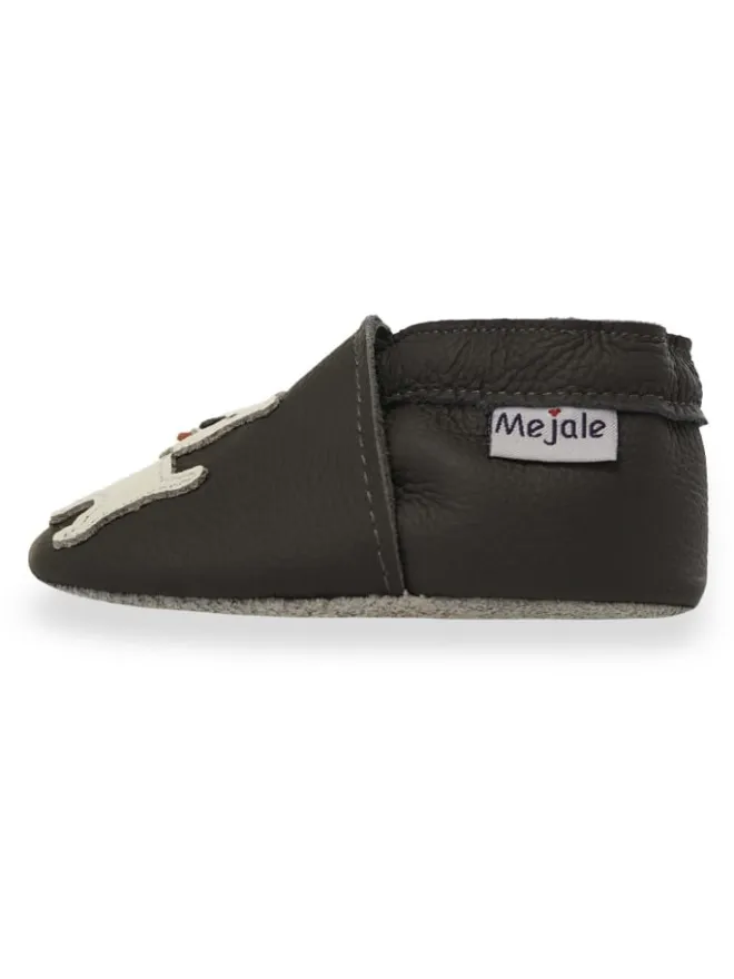 Schwarze Babyschuhe aus Leder für Kleinkinder, rutschfeste Sohlen - Welpenmuster>Mejale Sale