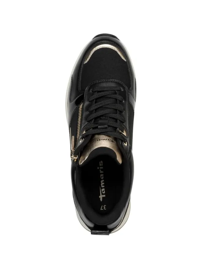 Tamaris Schnürschuhe^Sneaker in BLACK/GOLD