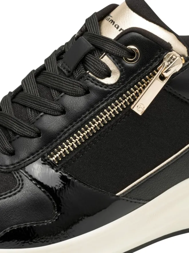 Tamaris Schnürschuhe^Sneaker in BLACK/GOLD