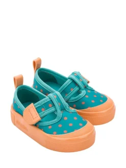 Spangenballerinas in Petrol/ Orange>Melissa Best