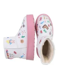 Ital-Design Stiefeletten·Hohe Stiefeletten^Stiefelette in Rosa und Weiß