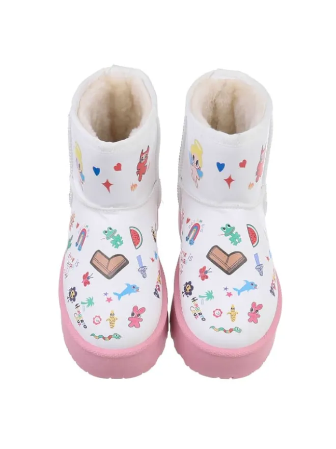 Ital-Design Stiefeletten·Hohe Stiefeletten^Stiefelette in Rosa und Weiß