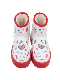Ital-Design Stiefeletten·Hohe Stiefeletten^Stiefelette in Rot und Weiß