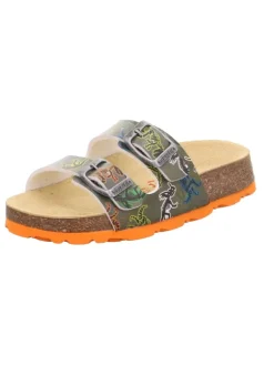 superfit Halbschuhe|Clogs & Pantoletten·Pantoletten^Tieffußbett Pantolette FUSSBETTPANTOFFEL in Grün/Mehrfarbig