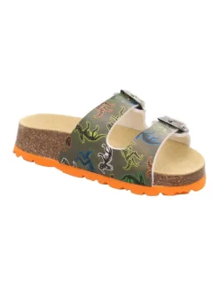 superfit Halbschuhe|Clogs & Pantoletten·Pantoletten^Tieffußbett Pantolette FUSSBETTPANTOFFEL in Grün/Mehrfarbig