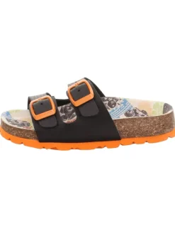 superfit Halbschuhe|Clogs & Pantoletten·Pantoletten^Tieffußbett Pantolette FUSSBETTPANTOFFEL in Schwarz/Orange
