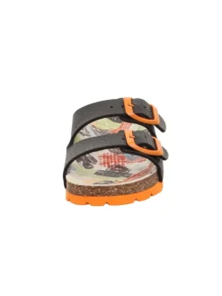 superfit Halbschuhe|Clogs & Pantoletten·Pantoletten^Tieffußbett Pantolette FUSSBETTPANTOFFEL in Schwarz/Orange
