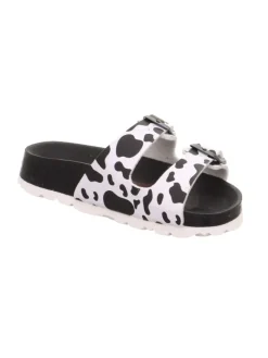 superfit Halbschuhe|Clogs & Pantoletten·Pantoletten^Tieffußbett Pantolette FUSSBETTPANTOFFEL in Schwarz/Weiß
