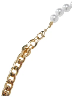 Urban Classics Schuhpflege Und Mehr|Schuhpflege Und Mehr^Unisex Half Pearl Exchangable Necklace 2-Pack in gold/gunmetal