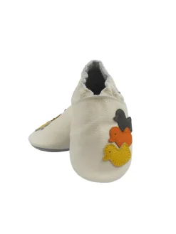 Bemesu Krabbelschuhe^Weiße Baby-Leder-Laufschuhe, komfortabel mit rutschfester Sohle - Entenmuster