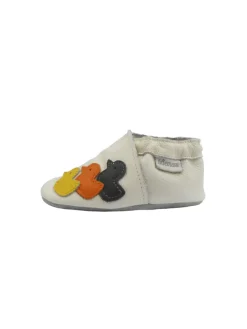 Bemesu Krabbelschuhe^Weiße Baby-Leder-Laufschuhe, komfortabel mit rutschfester Sohle - Entenmuster