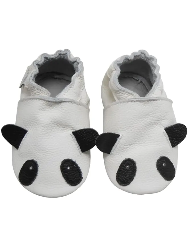 Weiße Leder Krabbelschuhe für Babys mit rutschfester Sohle – Panda-Muster>Bemesu Discount