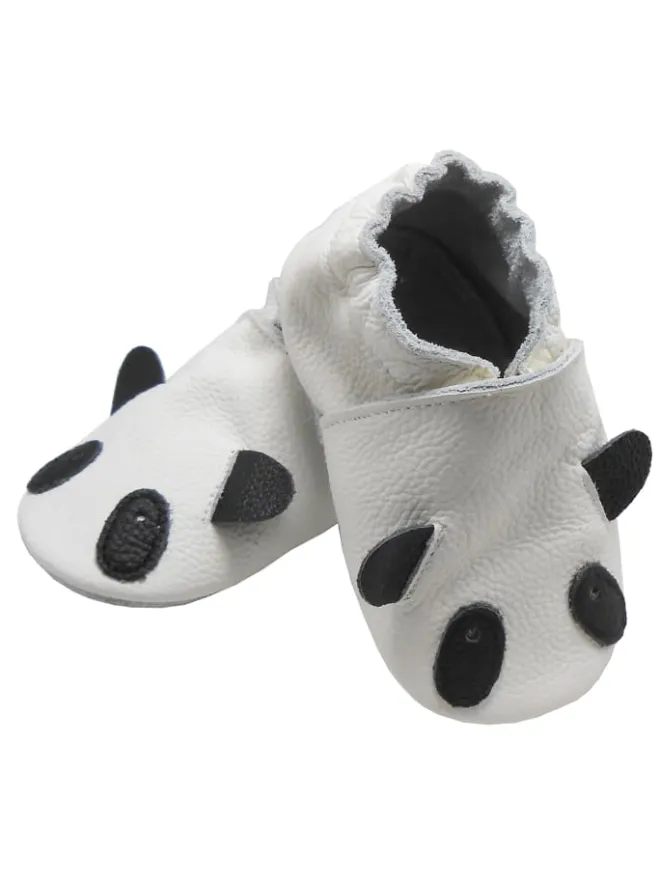 Weiße Leder Krabbelschuhe für Babys mit rutschfester Sohle – Panda-Muster>Bemesu Discount