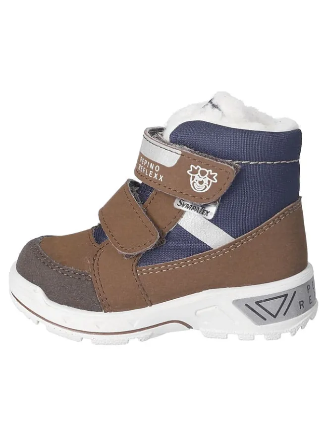 Winterboots "Flo" in Dunkelblau/ Braun>PEPINO