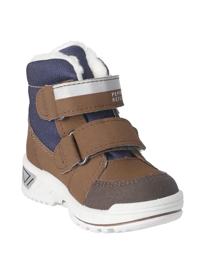 Winterboots "Flo" in Dunkelblau/ Braun>PEPINO