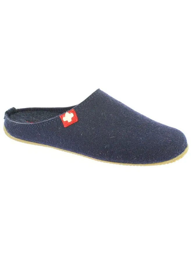 Living Kitzbühel Clogs & Pantoletten|Hausschuhe^Woll-Hausschuhe "Gipfelkreuz" in Dunkelblau