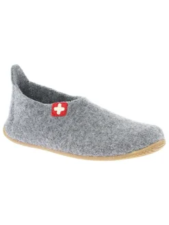 Woll-Hausschuhe "Gipfelkreuz" in Grau>Living Kitzbühel