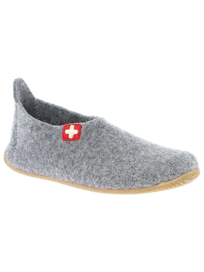 Woll-Hausschuhe "Gipfelkreuz" in Grau>Living Kitzbühel