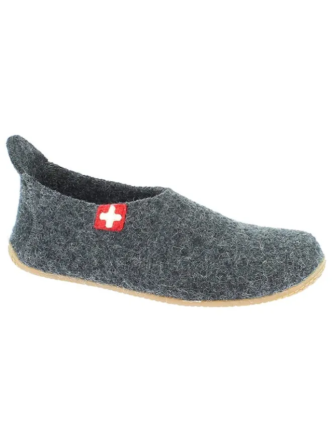 Woll-Hausschuhe "Gipfelkreuz" in Anthrazit>Living Kitzbühel New