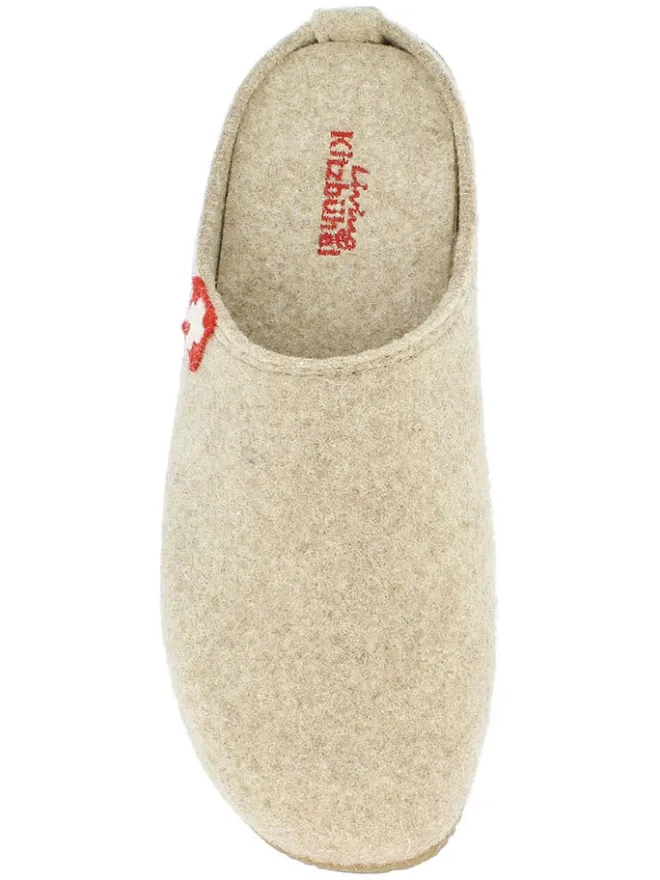 Woll-Hausschuhe "Gipfelkreuz" in Beige>Living Kitzbühel Discount