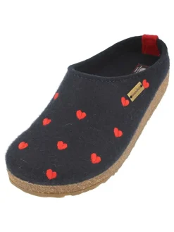 Woll-Hausschuhe "Grizzly Cuoricini" in Blau>HAFLINGER Online