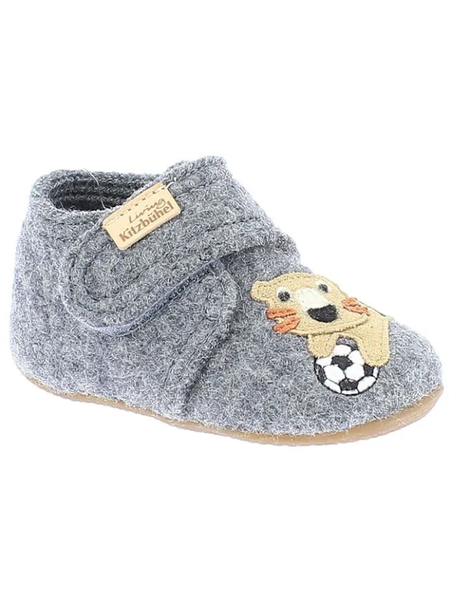 Woll-Hausschuhe "Tiger & Fußball" in Grau>Living Kitzbühel Sale