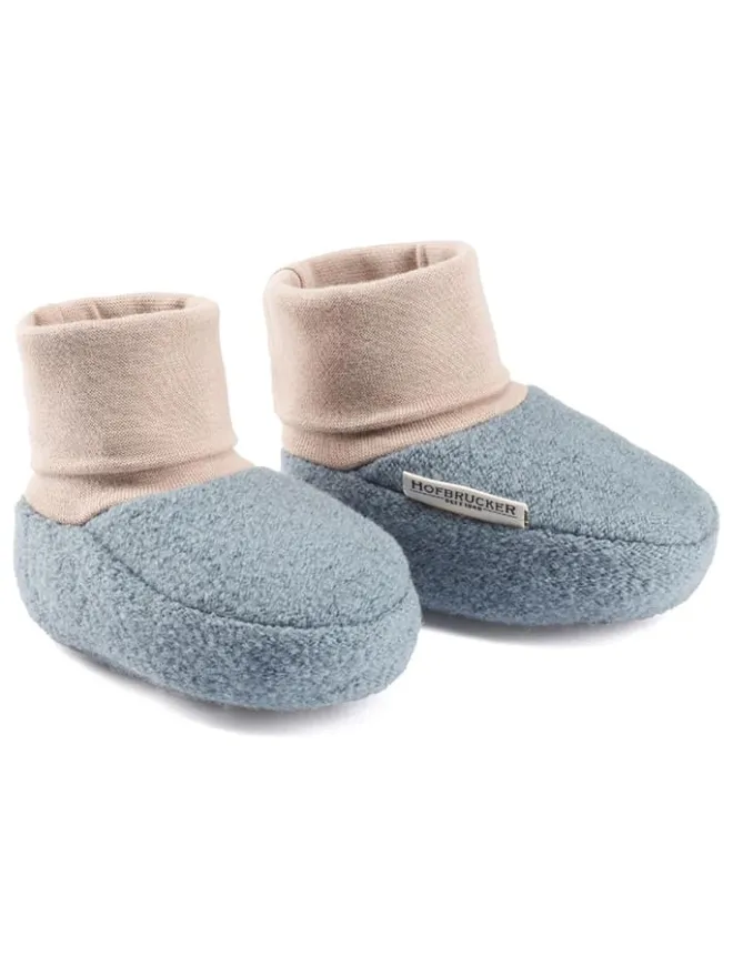 Wollwalk-Babyschühchen in Blau/ Beige>Hofbrucker Discount