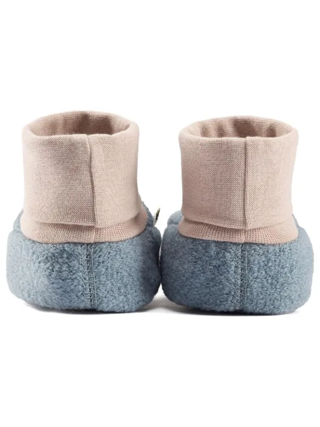 Wollwalk-Babyschühchen in Blau/ Beige>Hofbrucker Discount