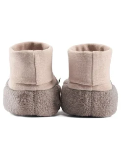 Wollwalk-Krabbelschuhe "Elias" in Hellbraun/ Grau>Hofbrucker Best