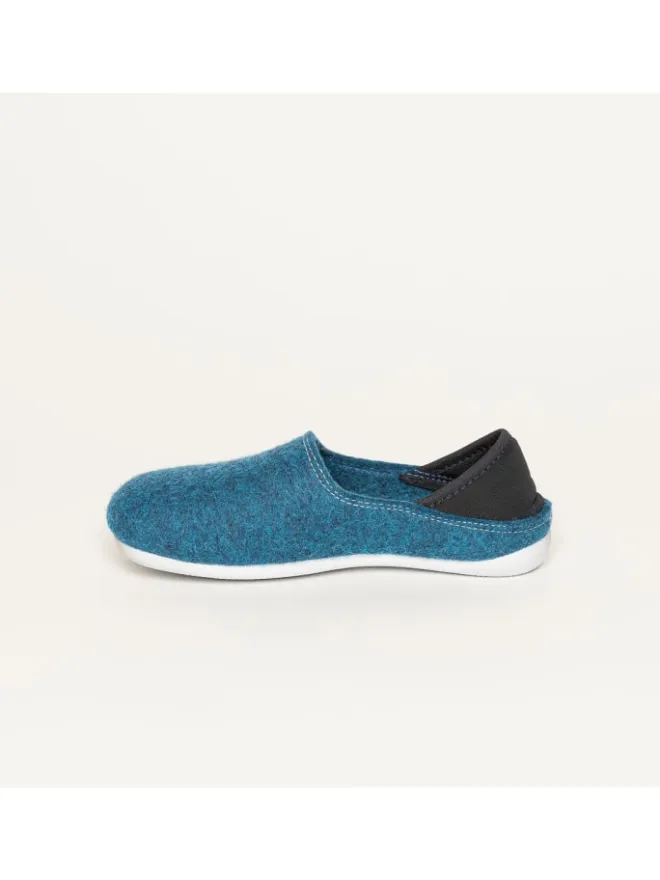 Gottstein Hausschuhe^Wool Slip-On Kids petrol/grey