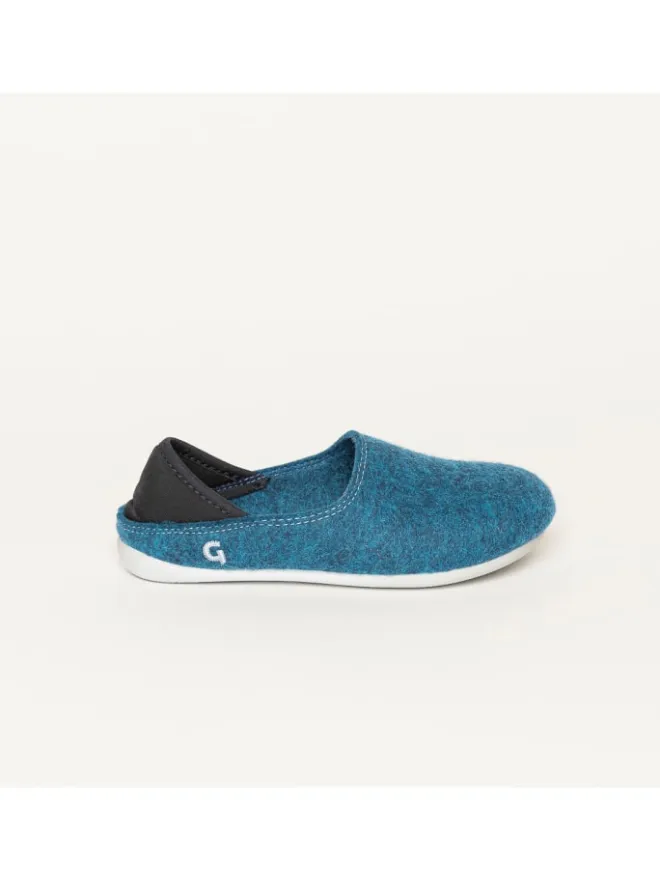 Gottstein Hausschuhe^Wool Slip-On Kids petrol/grey