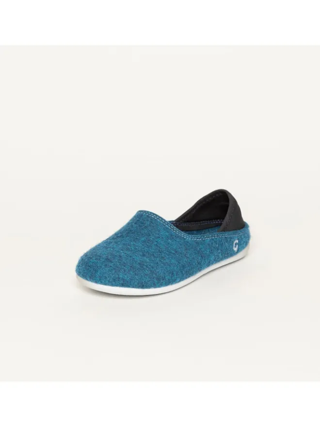 Gottstein Hausschuhe^Wool Slip-On Kids petrol/grey