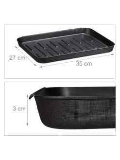 relaxdays Schuhpflege Und Mehr|Schuhpflege Und Mehr^30x Schuhabtropfschale in Schwarz - (B)35 x (H)3 x (T)27 cm