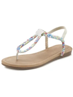Zehentrenner in beige / blau>LASCANA