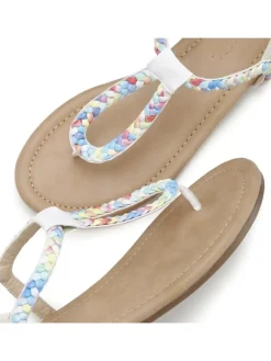 Zehentrenner in beige / blau><noscript><img width=