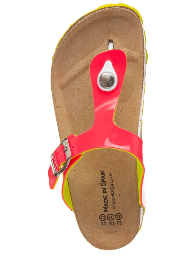 billowy Sandalen·Zehensandalen^Zehentrenner in Fuchsia/ Gelb