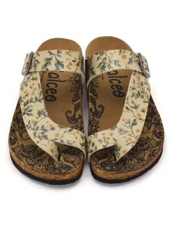 Calceo Sandalen^Zehentrenner in Gelb/ Grün